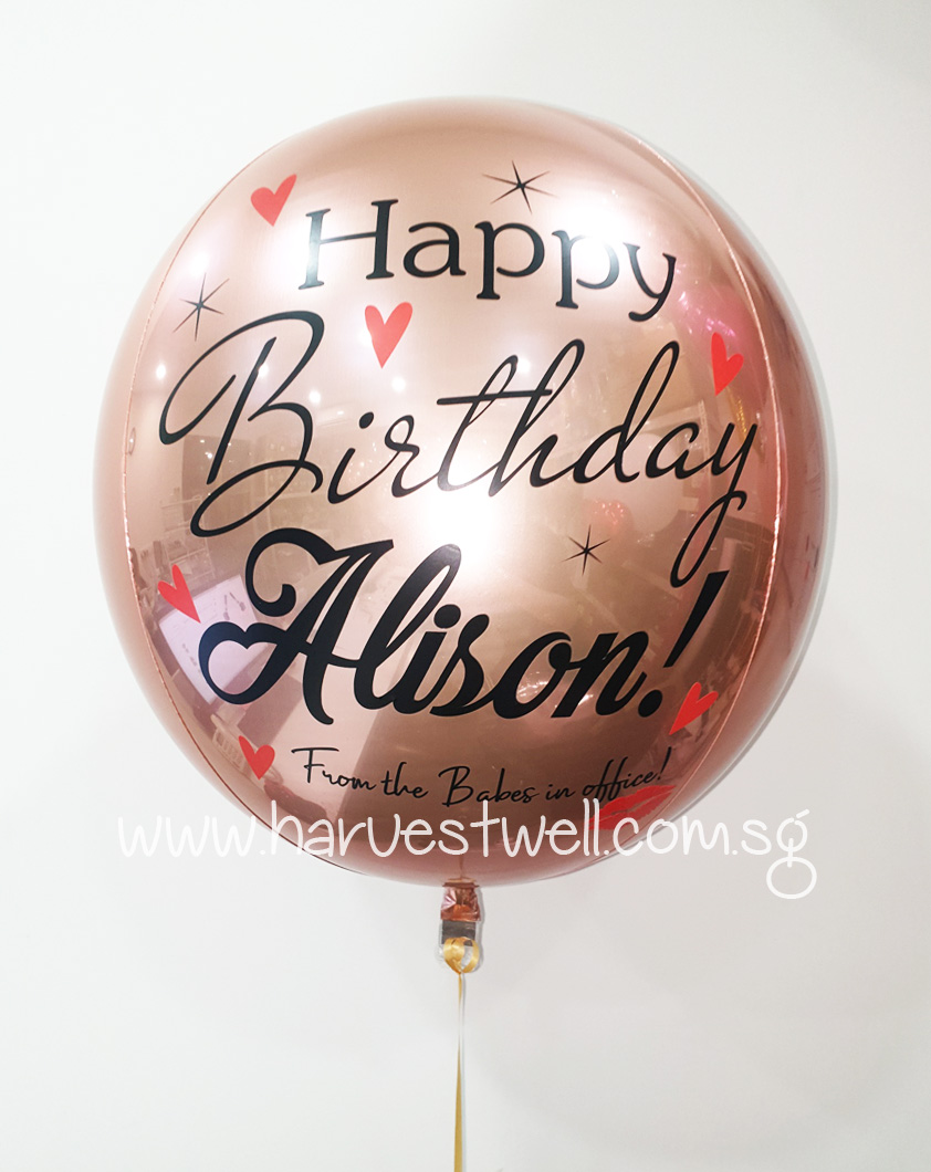 Customize Birthday Hearts and Kiss ORBZ Balloon Singapore